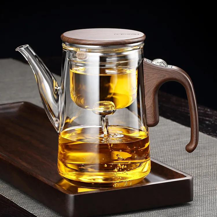 新款大容量飘逸壶茶水分离杯磁吸玻璃内胆高档办公喝茶绿茶泡茶壶