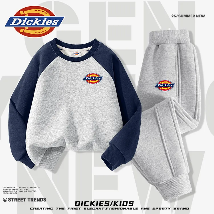 Dickies童装男童加绒套装秋冬款2025新款儿童保暖运动服男孩冬装