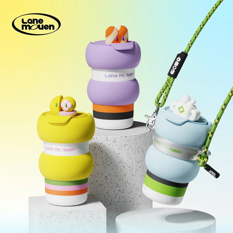 览萌保温杯女生陶瓷内胆随行咖啡杯高颜值杯子便携水杯圈圈杯