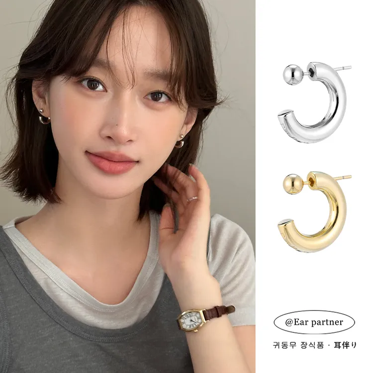 ERBAN/耳伴 925银耳饰 C圈后挂式耳圈耳环女小众设计感简约高级感