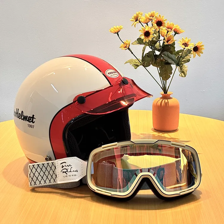 KEDON1997复古头盔3C认证摩托车电动车踏板骑行3/4小盔体轻便透气