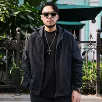 V-RO16F06男新款400克高织高密长绒棉纯色连帽针织外套