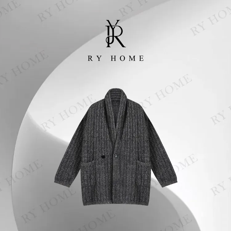 【容雨RYHOME】桑蚕丝+山羊绒粗花呢毛衣开衫253M3115