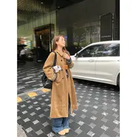 大婉酱微胖定制韩系格子翻领呢料长款大衣秋冬正反两穿外套2749D
