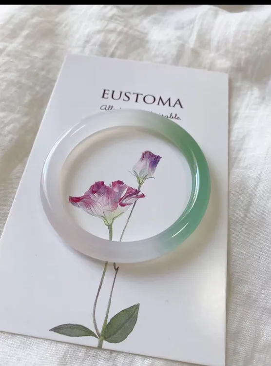 天然玛瑙手镯半山半水渐变绿色冰透玛瑙女款叮当镯时尚百搭