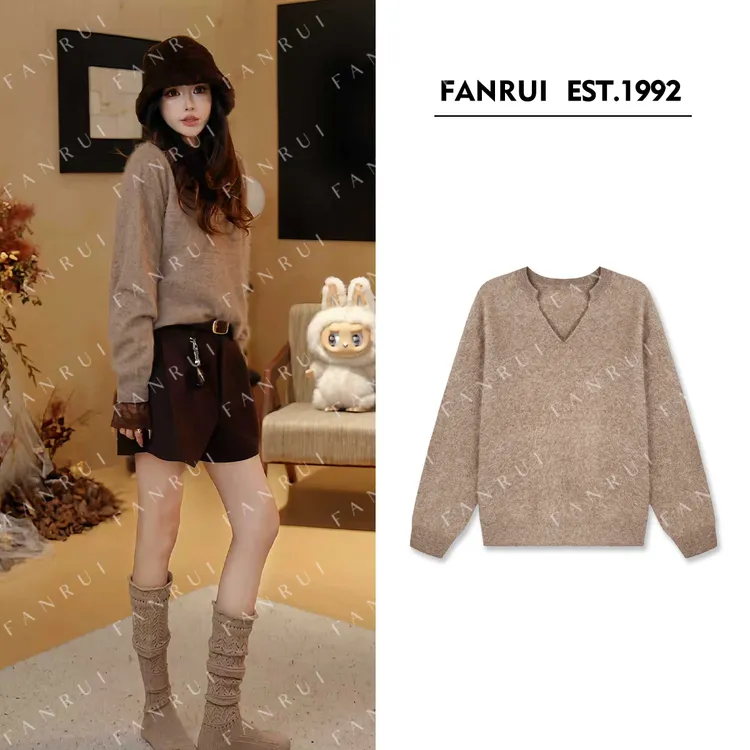 FANRUI/泛芮「贝贝biuu」羊绒拉绒软糯舒适高品质百搭毛衣女B18791