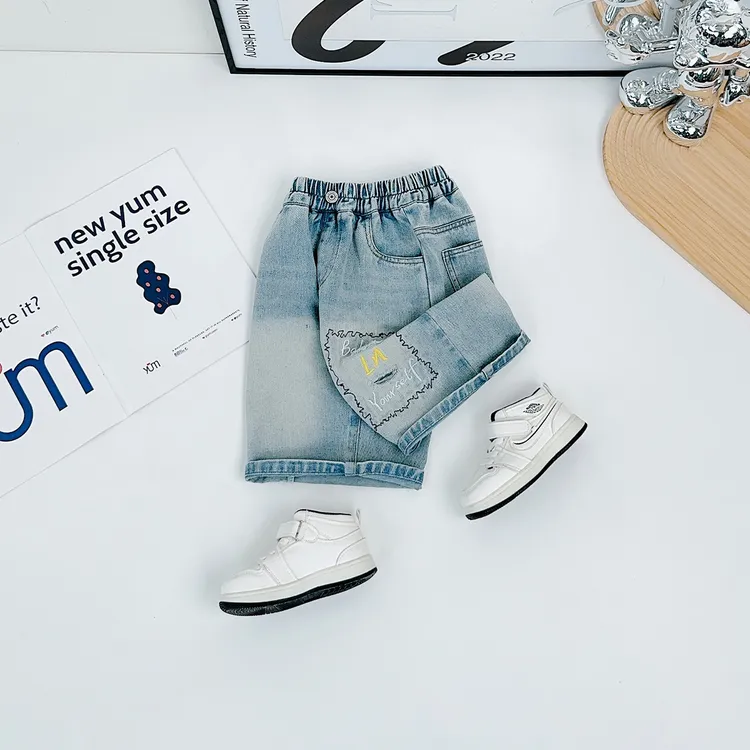儿童薄款牛仔五分裤夏季2025新款男童裤子潮QYD25012悠悠童话童装
