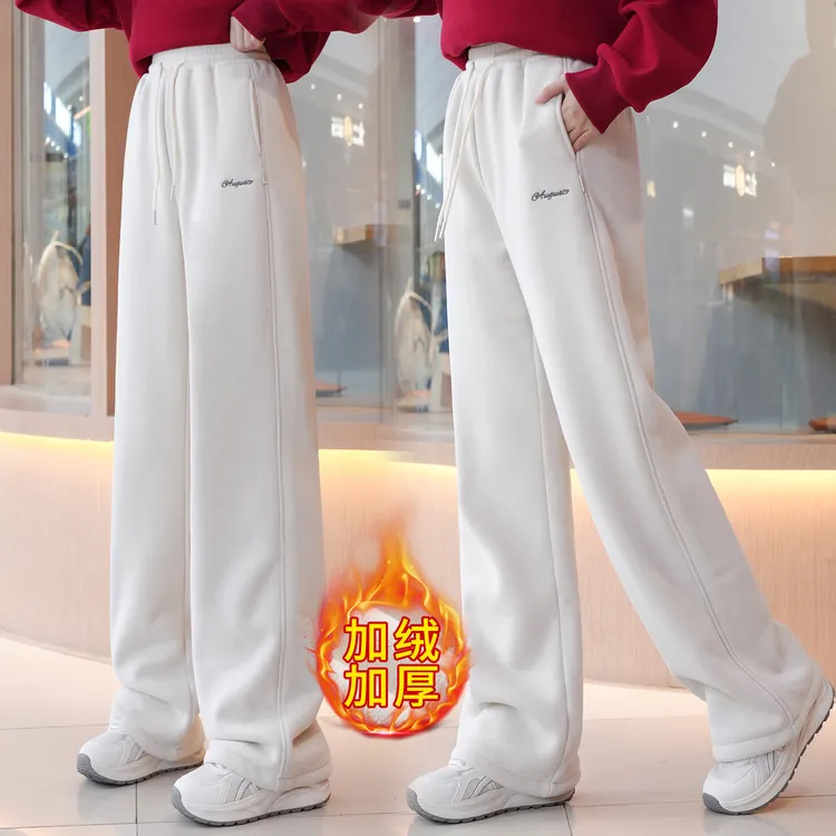 女大童加绒休闲裤2025冬新款青少年学生8-18岁女孩加绒显高保暖裤