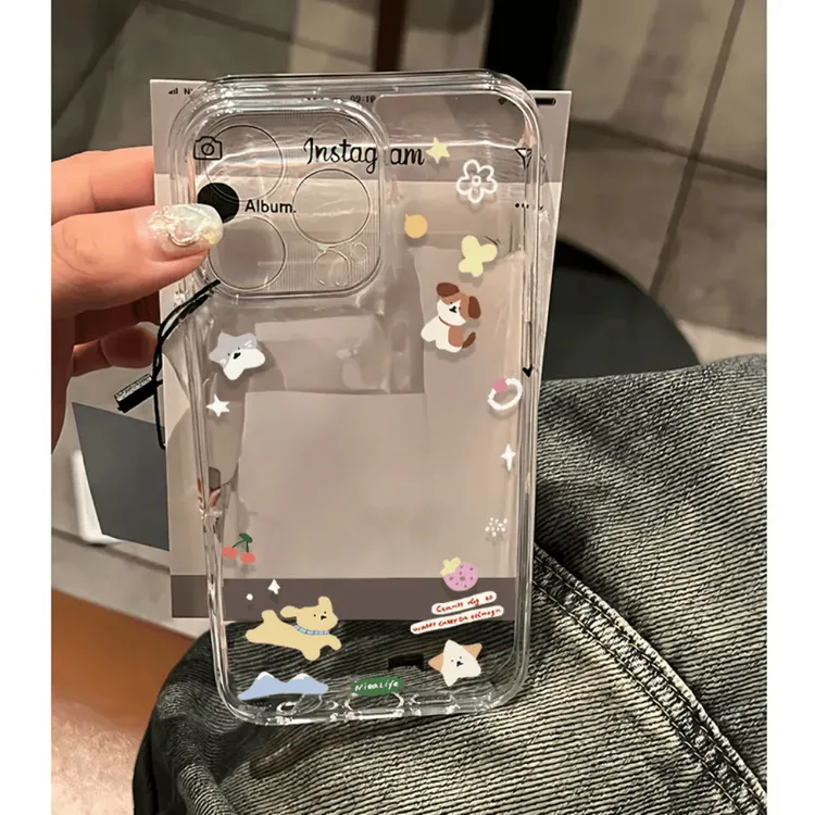 花花小狗适用苹果11PROMAX手机壳iPhone15新款14小众13软壳12简约