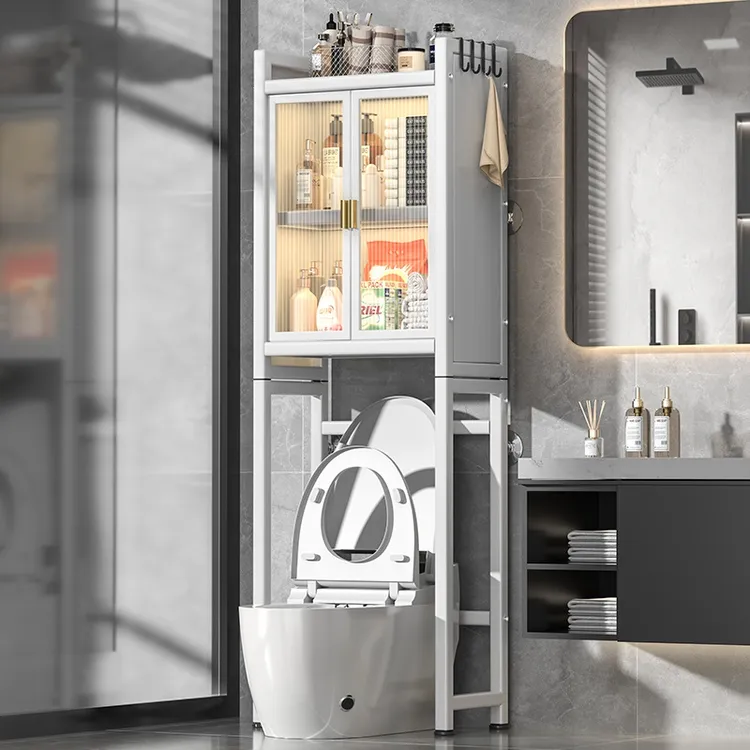 马桶上方置物架卫生间落地式智能马桶后空隙架子厕所浴室收纳柜