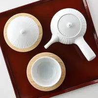 日本进口白山陶器日式陶瓷茶壶白磁立筋简约家用茶杯茶具套装