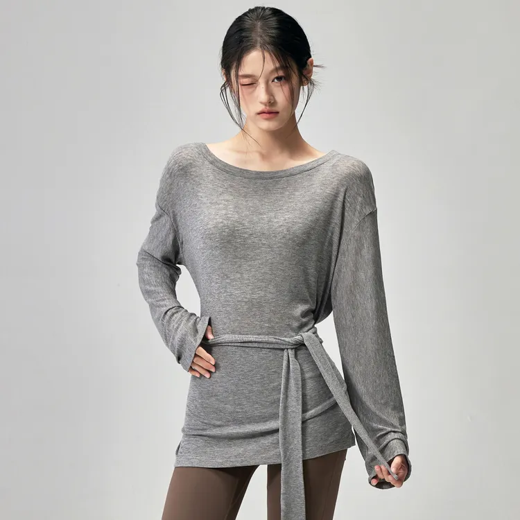 健身女孩新款瑜伽服长袖高级感普拉提训练罩衫休闲运动上衣2025秋