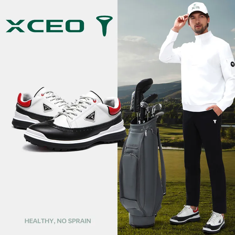 XCEO/芯鹰故宫高尔夫男鞋黑红色夏季超轻透气专业高尔夫球鞋男款