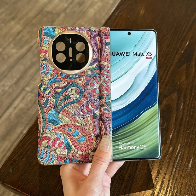 适用华为matex6双中轴手机壳缤纷腰果花保护套matex5典藏版防摔壳