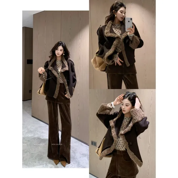 利达 NEW DADADA 复古宽松毛呢外套秋冬保暖高级通勤上衣CHM2781