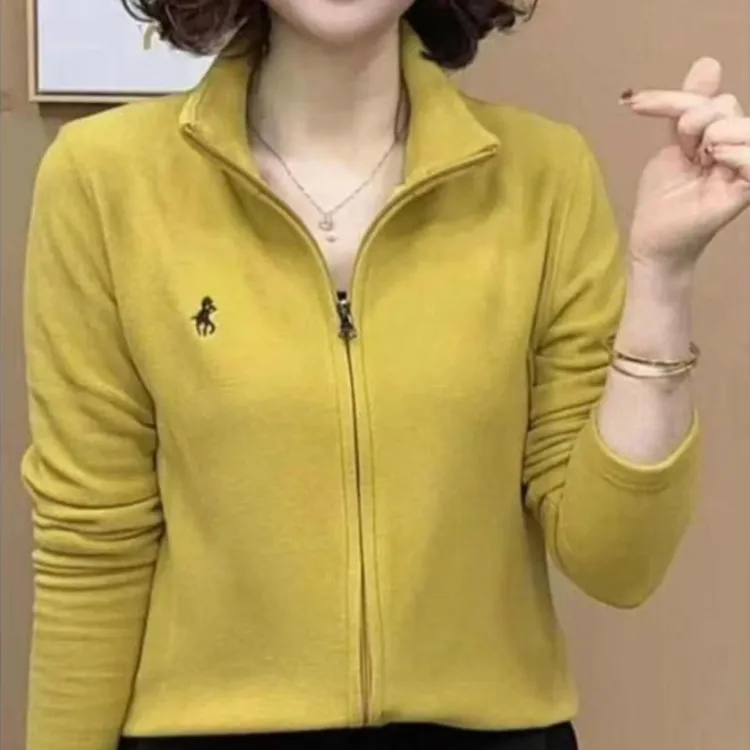 2025秋款洋气气质纯色拉链卫衣春秋洋气开衫休闲上衣潮
