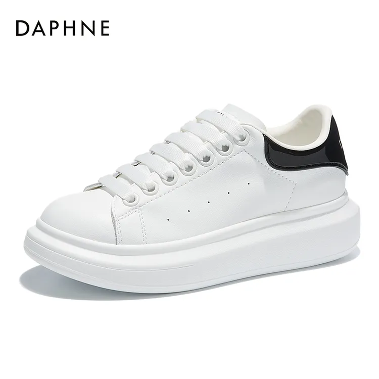 Daphne/达芙妮秋季爆款女鞋时尚百搭小白鞋琥珀流光厚底休闲鞋