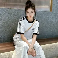 【商场撤柜】Jennie同款 三条杠男女同款圆领宽松百搭短袖T恤4846