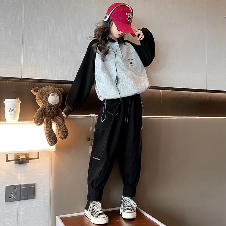 女童套装春季2025新款洋气儿童卫衣裤子两件套6-12岁潮款中大童装