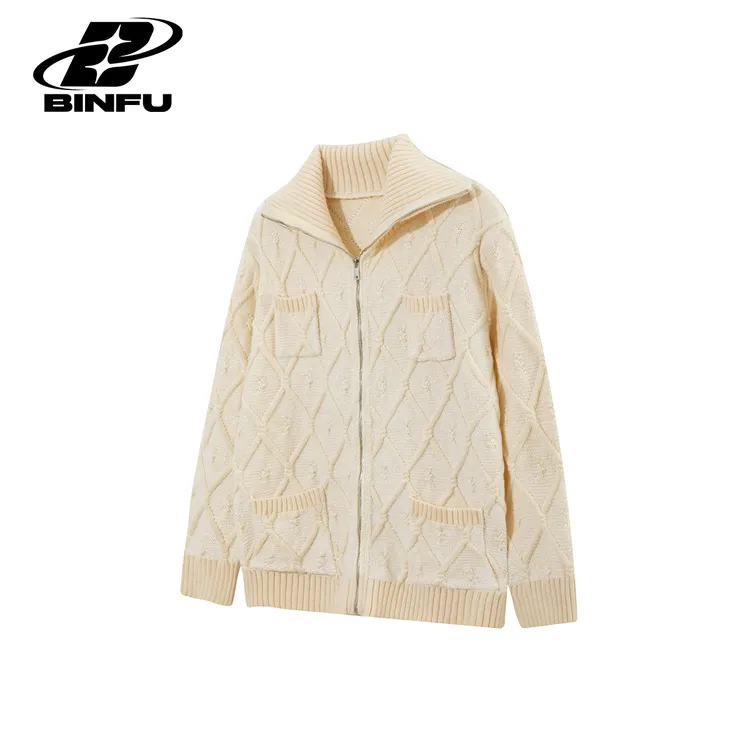 BINFU自制 高级感轻奢 宽松休闲慵懒风宽松男女同款拉链毛衣开衫