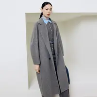 【王雪糕专属】firststation翻驳领双排扣中长款大衣外套女8301A