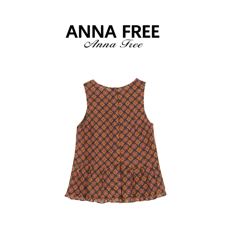 ANNA FREE 新款100苎麻轻奢简约无袖提花背心ZCH25486