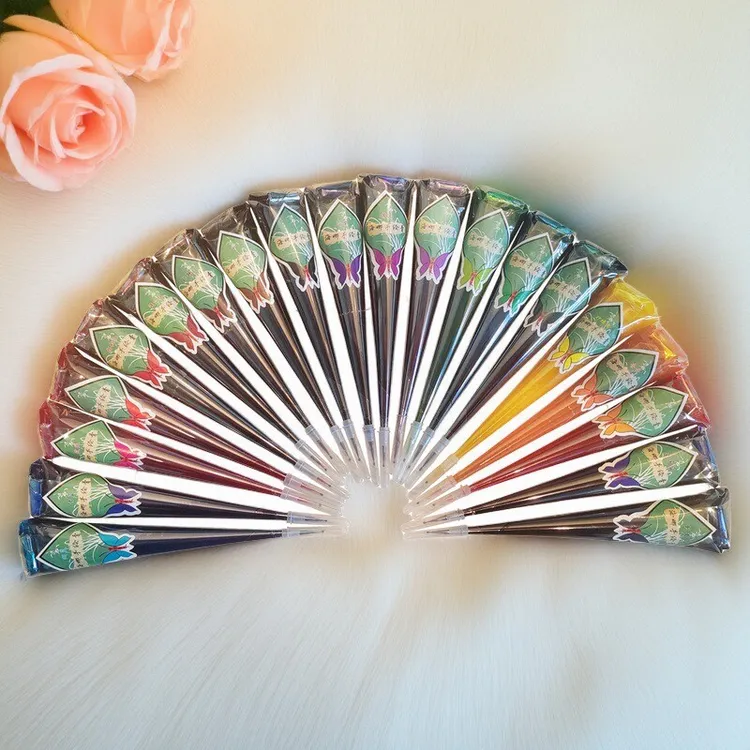 20色方寸景天25g彩色海娜膏非植物手绘纹身膏防水免剪微针极细口