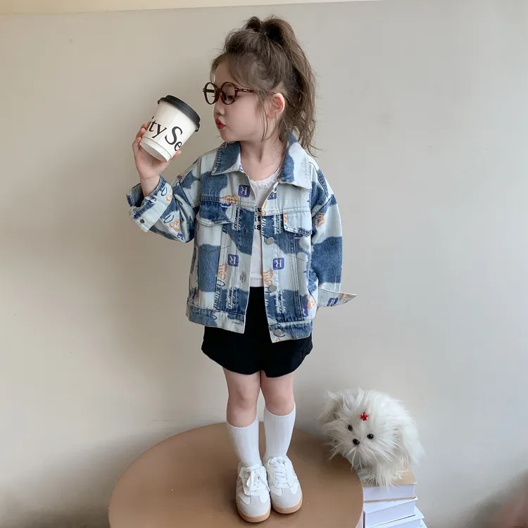 女童牛仔外套2025新款儿童春秋装韩版洋气女宝宝秋季时髦牛仔衣潮