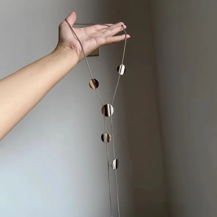 铜合金项链 冷淡风圆片几何长款项链韩系气质高级感小众设计项链