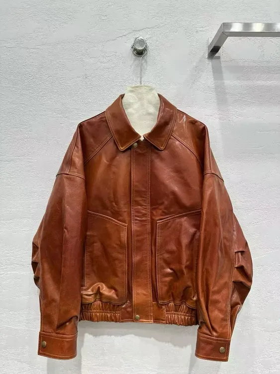 2025年春季新款真皮皮衣女短款绵羊皮皮夹克机车服外套女