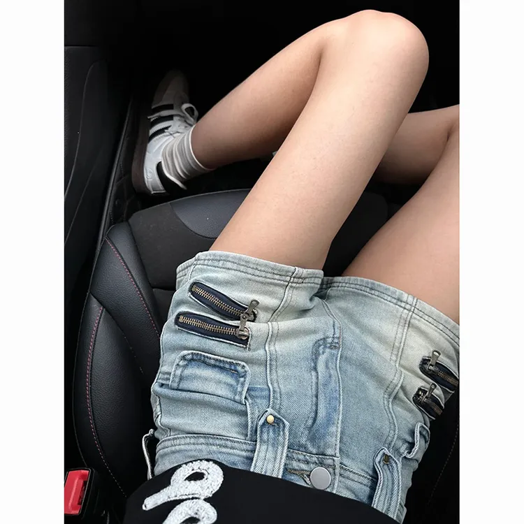 美式辣妹设计感拉链牛仔短裤女2025夏季新款性感百搭显瘦a字热裤