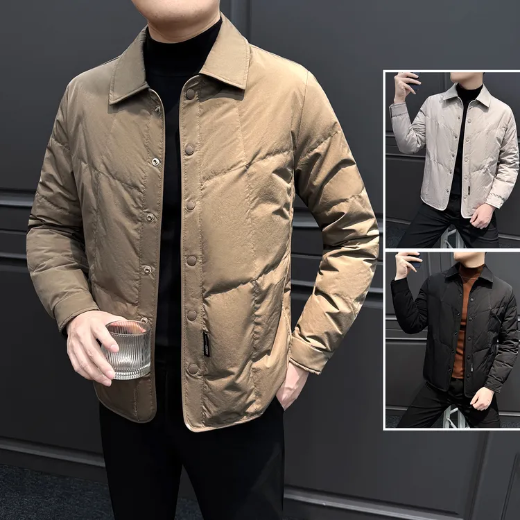 翻领羽绒服男款爆款2025新款痞帅高级感男装冬季休闲男士保暖外套