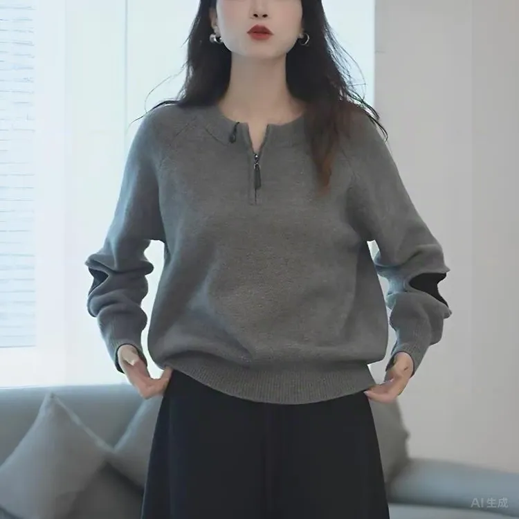 慵懒风高级感毛衣女秋冬新款胖妹妹宽松遮肚子显瘦内搭针织衫外穿