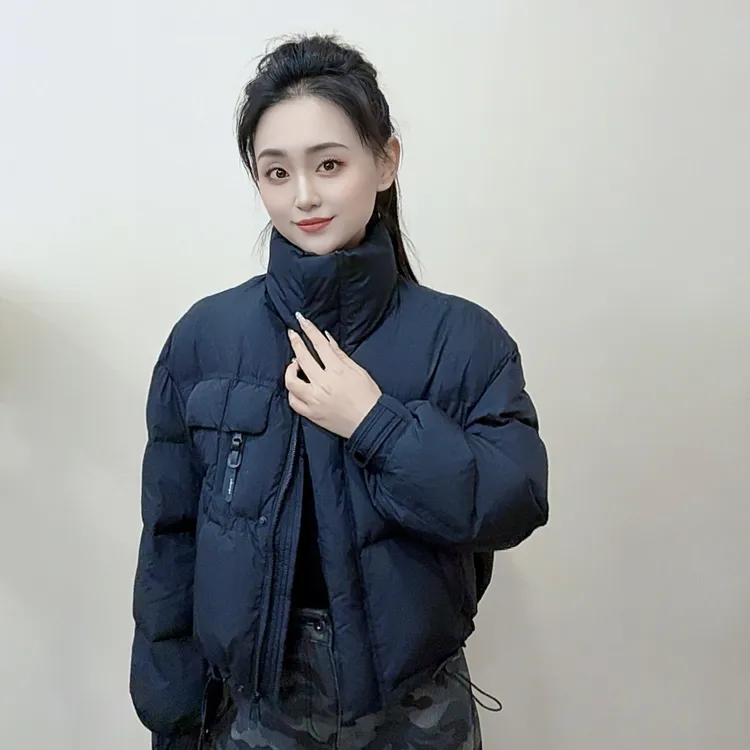 反季25新款女短款韩版独特设计小个子休闲时尚加厚白鸭绒羽绒服
