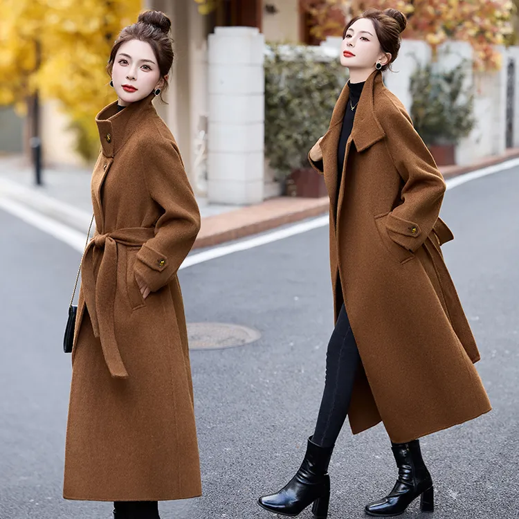 双面羊毛大衣2025秋冬新高级感中长款毛呢外套呢子大衣宽松慵懒风