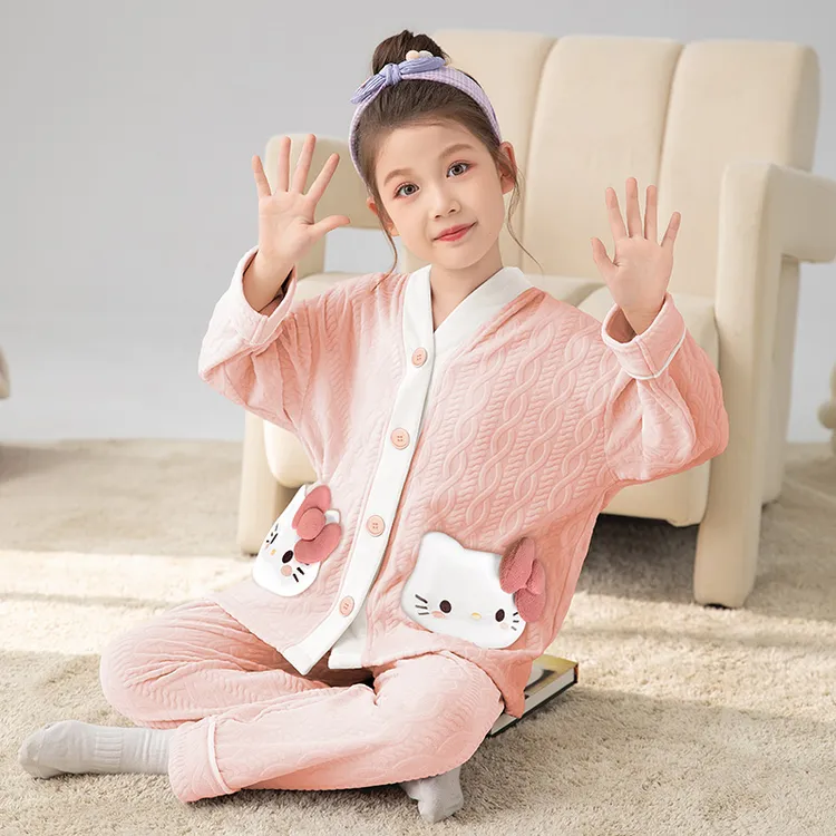 【海岛绒】秋冬女童睡衣冬季加厚中大童海岛绒儿童家居服珊瑚绒套装