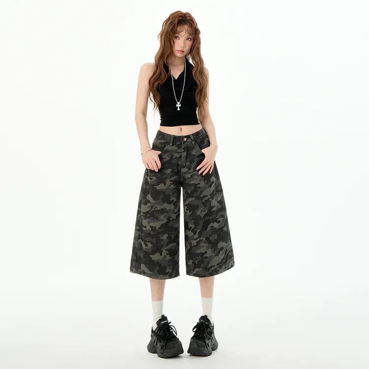 夏季复古宽松显瘦高腰阔腿牛仔裤女成人2025年夏款深浅色常规厚