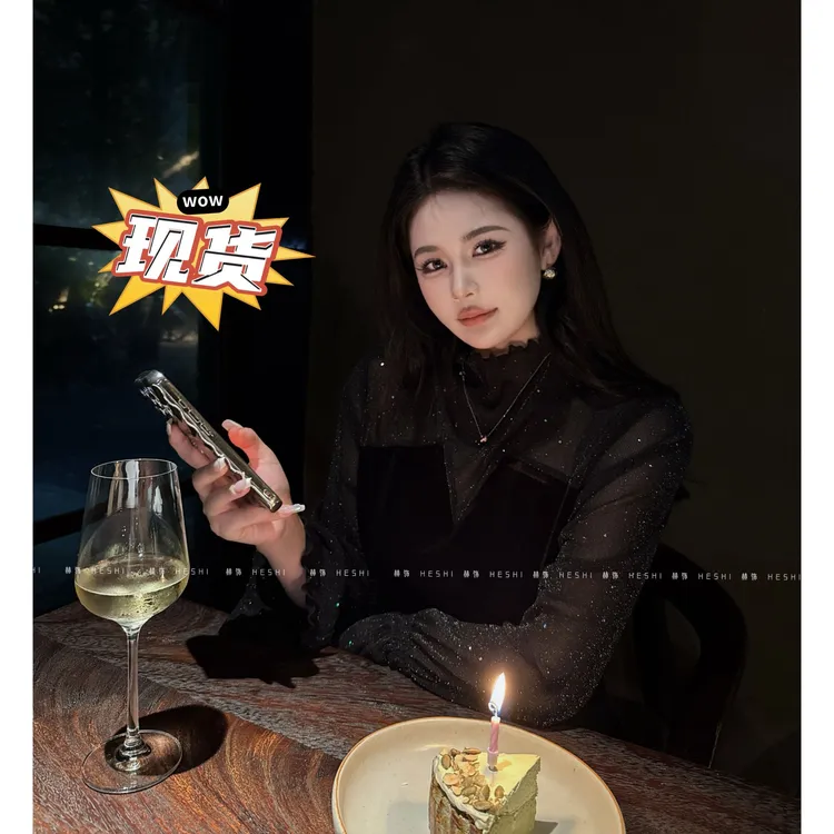 赫饰现货！大码新款潮牌女装丝绒打底衫微胖mm遮肉气质显瘦套装