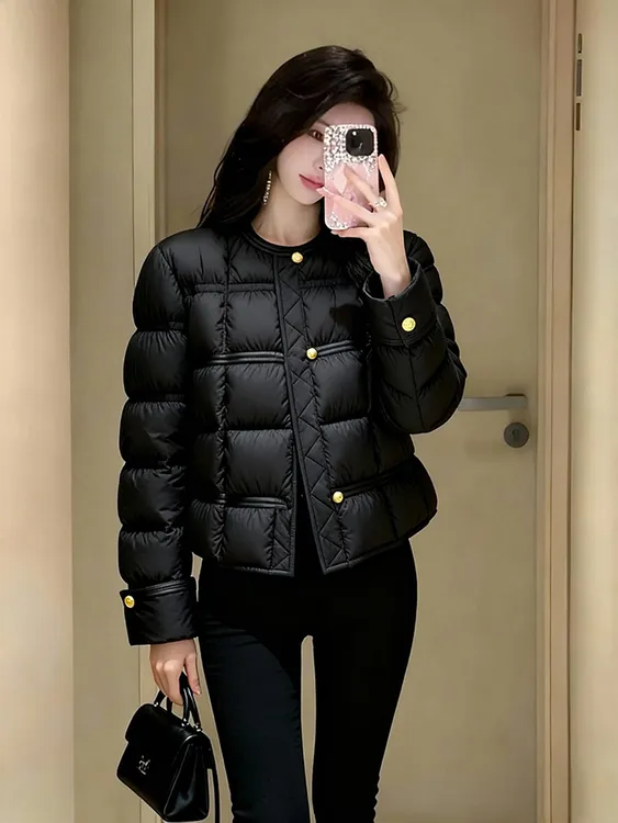 独特漂亮黑色棉服外套女2025冬季高级感加厚洋气轻熟百搭短款上衣