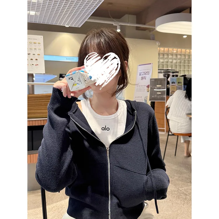 【惬意时光】秋季针织开衫女收腰短款连帽休闲小个子上衣 81196
