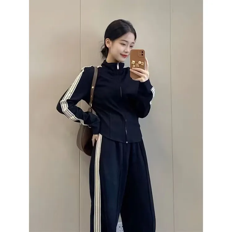 时尚洋气运动套装女春秋新款学生宽松韩版高腰显瘦休闲两件套跑步