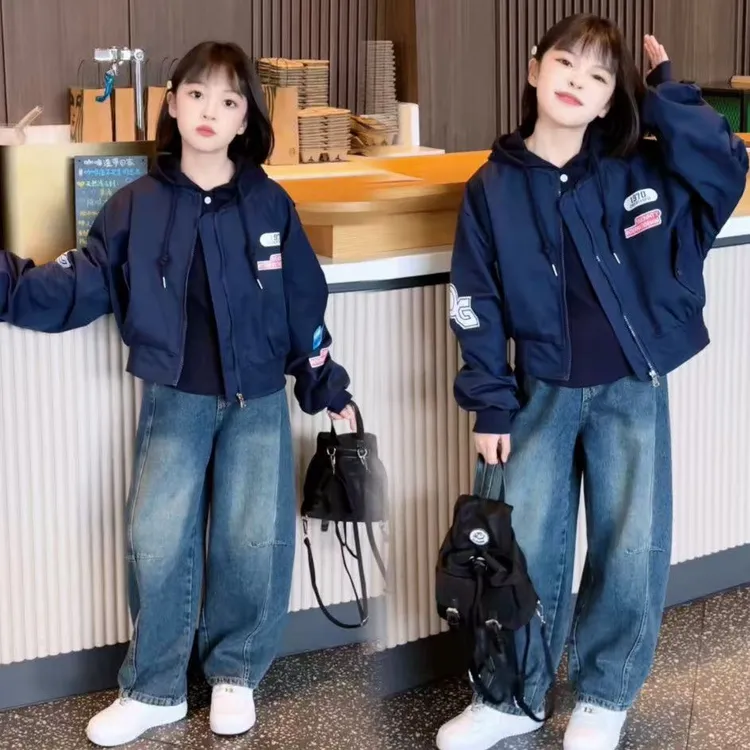 亲子兄妹款春秋韩版百搭印花棒球服外套