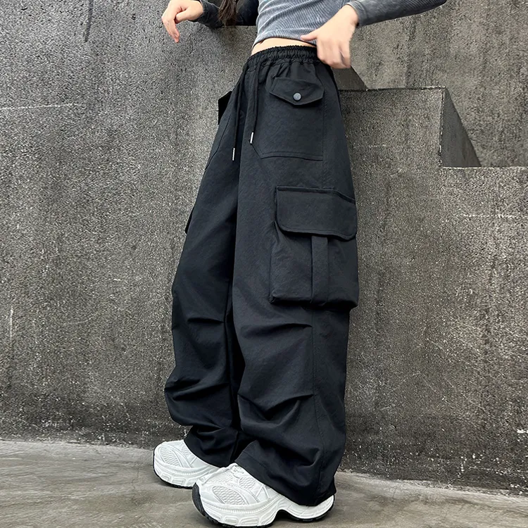 女童时髦大口袋工装裤宽松休闲裤2025新款高街中大童春季裤子潮酷