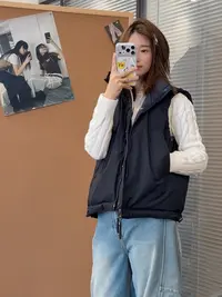 90白鸭正反两穿保暖立领羽绒马夹