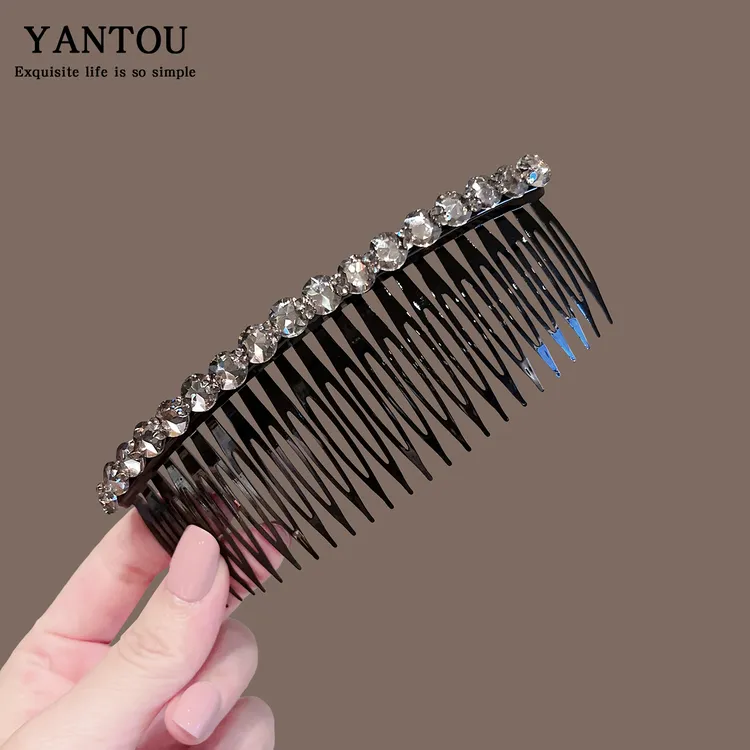 水钻发梳插梳大号时尚碎发头饰带齿盘发发卡发夹后脑勺梳发夹发饰