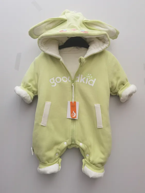 婴幼儿连体衣秋冬薄棉哈衣外套装男宝宝超萌可爱夹棉爬服新生儿潮