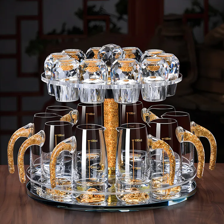 爆款2025新款白酒杯套装家用一口杯二两分酒器水晶玻璃酒具高级感