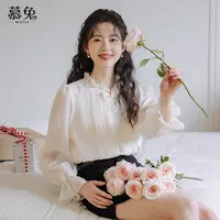 慕兔法式高级感雪纺长袖衬衫女秋季2025新款设计感小众宽松上衣