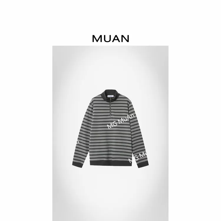 木岸MUAN：《卡门卫衣》“卡门系列”定制100棉条纹卫衣上衣女DS-9118