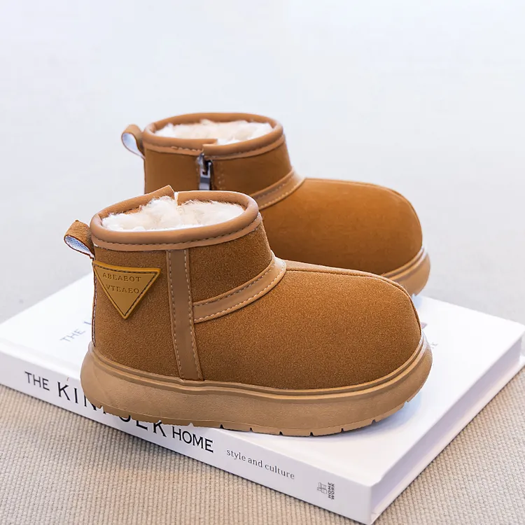 ABC女童雪地靴2025冬季新款儿童加绒大棉鞋女宝宝雪地棉防水女孩